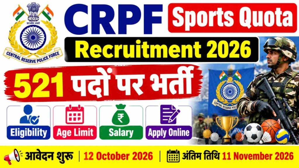 CRPF Sports Quota Recruitment 2026